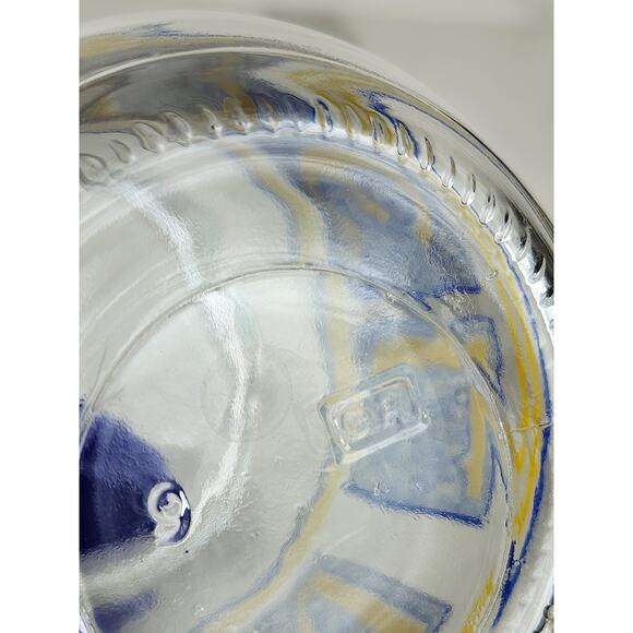 Noel Glass Canister Jar Cookie w/ Blue Lid 7" x 4 1/2" Container Storage - Picture 14 of 16